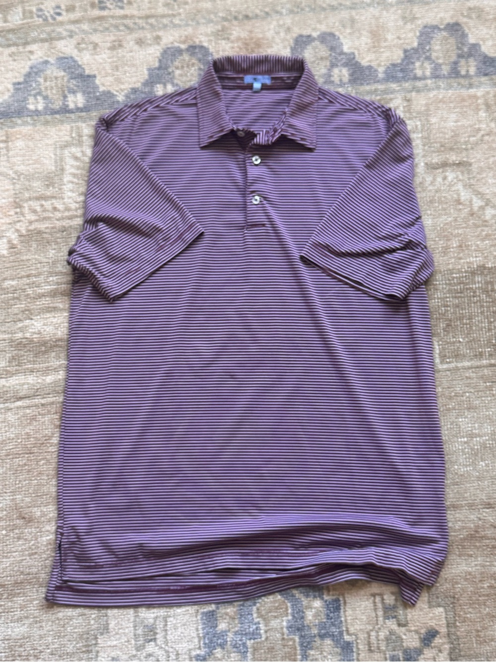 Genteal Men's Striped crimson/burgundy performance Polo Shirt